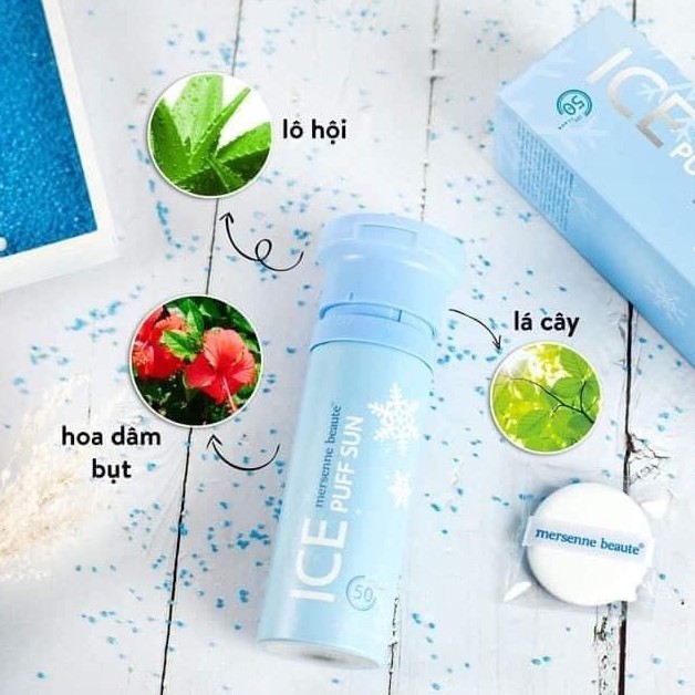 Kem Chống Nắng Ice Puff Sun Mersenne Beaute Pha Lê Tuyết Hàn Quốc