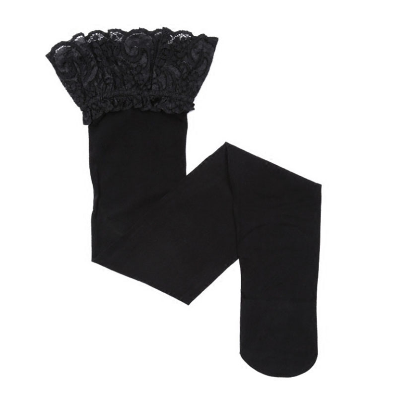 Vớ cổ cao trên đùi phối ren hoa xinh xắn cho nữ