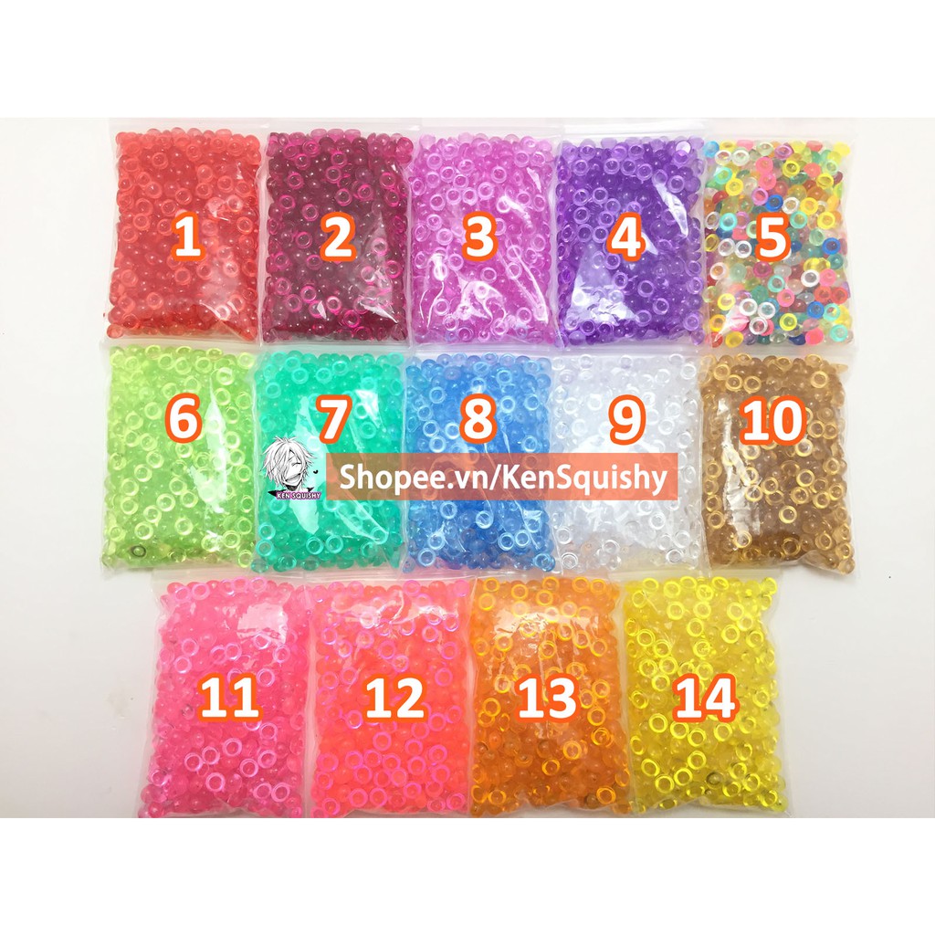 Hạt Nhựa FishBowl Oval Beads 50Gram Nguyên Liệu Làm Slime