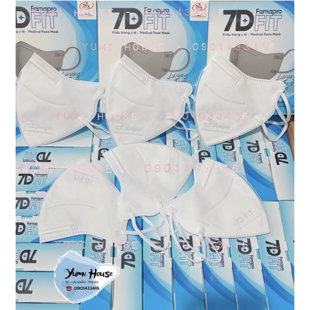 Thùng 500 cái Khẩu Trang 7D FIT Nam Anh FAMAPRO 5 Lớp Kháng Khuẩn, Lọc Bụi Hiệu Quả