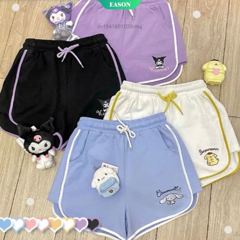 Quần ngắn ống rộng Dây Rút Thêu Họa Tiết Cinnamoroll My Melody/ Kuromi Thời Trang Mùa Hè Dành Cho Nữ 2022