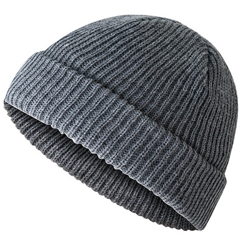 Beanies for Mens Women Girls Boy Knitted Retro Woolly Plain Skateboard Domed