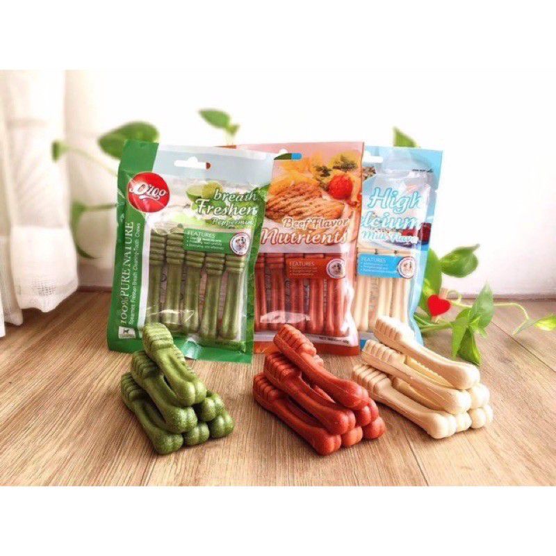 Xương chó ORGO gặm sạch răng thơm miệng - Xương gặm hình bàn chải 4 vị APET