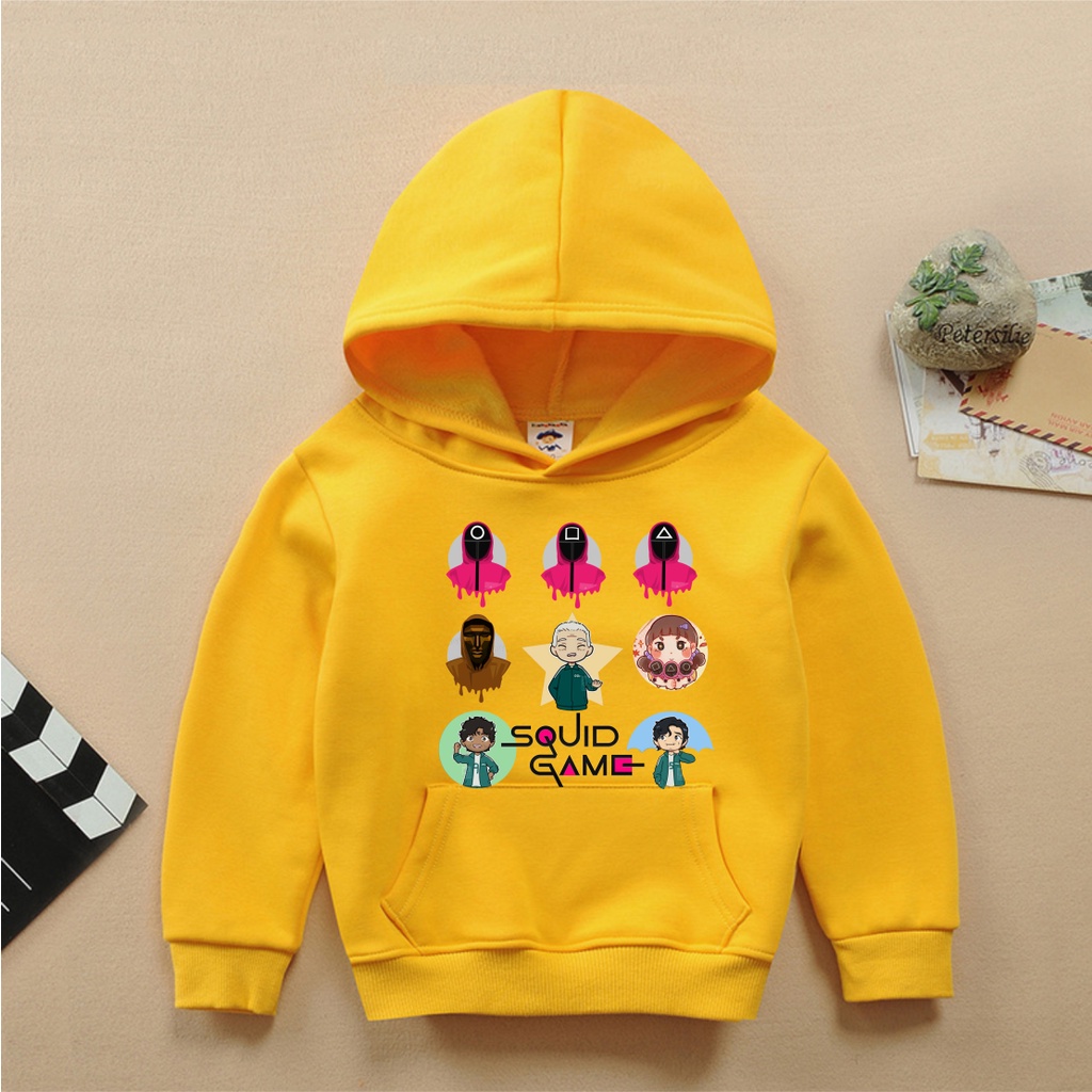 Áo khoác hoodie squit game trò chơi con mực màu vàng cực hot cho bé trai bé gái