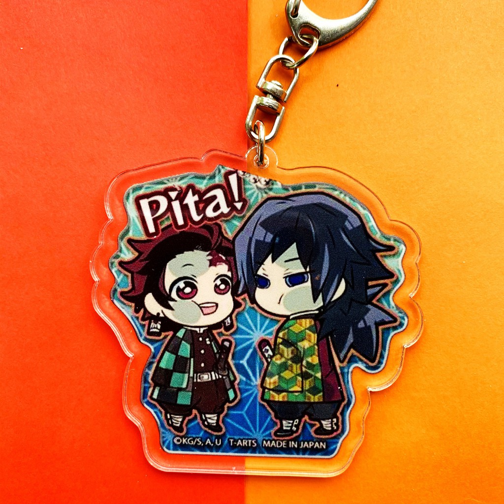 (Mica trong acrylic) (V2) Móc khóa Kimetsu no Yaiba Thanh gươm diệt quỷ ver Pita! couple in hình anime chibi