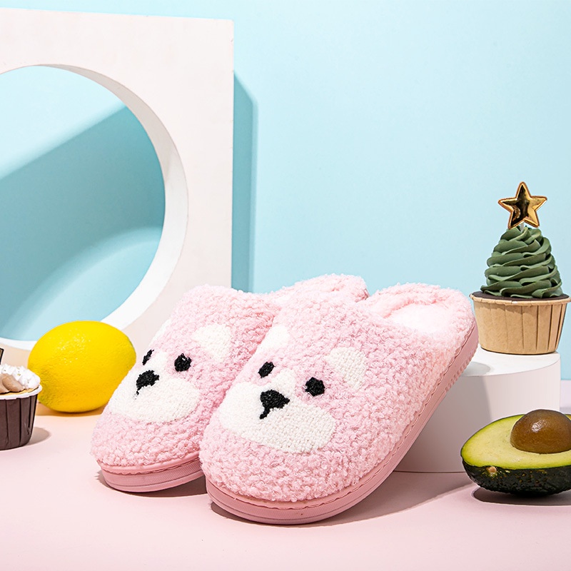 DÉP bông đi trong nhà họa tiết hình GẤU siêu ngộ nghĩnh cho béGIADUNGTONGKHO1Dép bông đế cao su cho bé