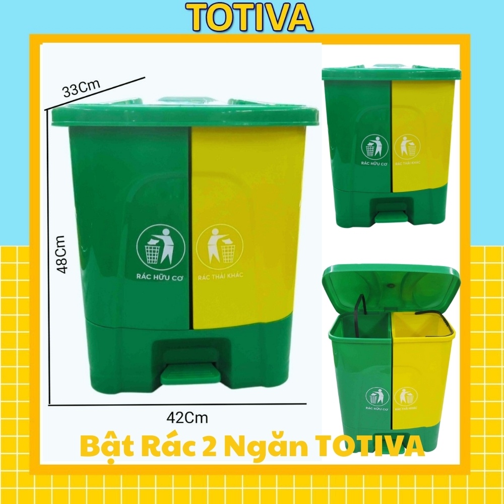 Thùng rác thông minh Totiva thùng rác nắp bật nhựa Thùng rác 2 ngăn nhựa Việt Nhật