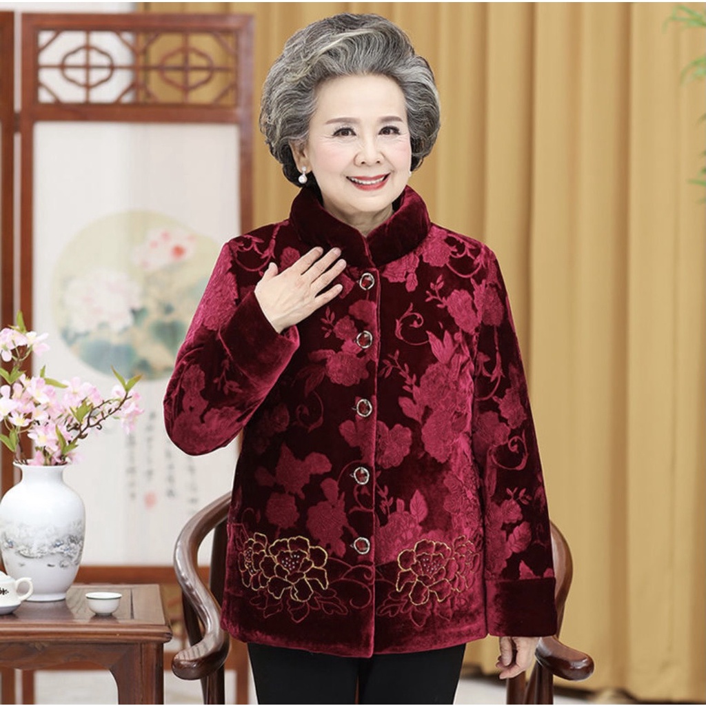 Áo nhung mùa đông cho bà cao niên