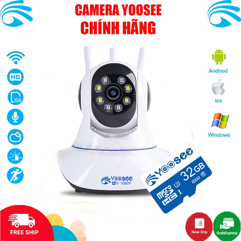Camera Yoosee 3 râu 2.0 - Full HD 1080P kèm thẻ nhớ Yoosee Xanh - Yoosee Việt Nam cam kết chính hãng - Bảo hành 1 năm