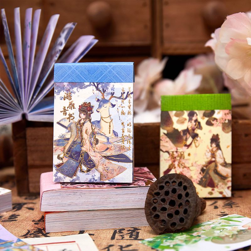 Sổ sticker cổ trang - trang trí sổ tay - ánh nhũ - ánh kim - Nam Phong Giải Ý - 40 x 60 mm - 50 tờ