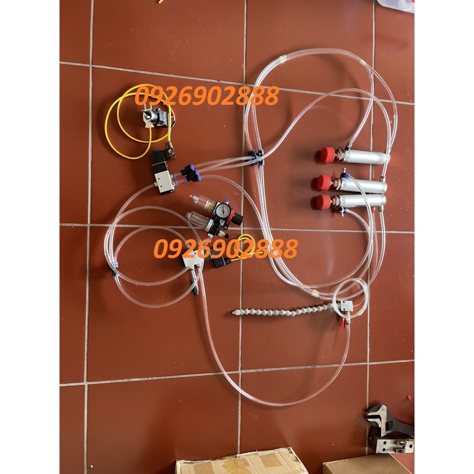 Bộ Pittong kẹp hơi đấu sẵn 32x80, có bán lẻ phụ kiện, đấu theo yêu cầu dùng cho máy cắt nhôm