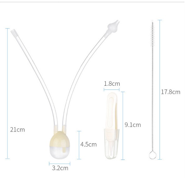 Dây Hút Mũi Cho Bé Sơ Sinh Kèm Nhíp Lấy Rỉ Mũi Và Que Rửa Vỉ Cong