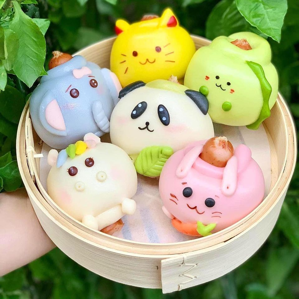 Bánh bao hình thú cute nhân xúc xích