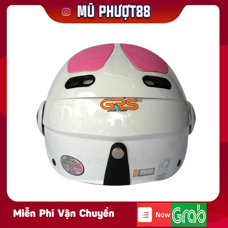 Mũ GRS A102K trắng nắp hồng - Mũ nửa đầu chính hãng Đài Loan &amp; VN sản xuất clip thật