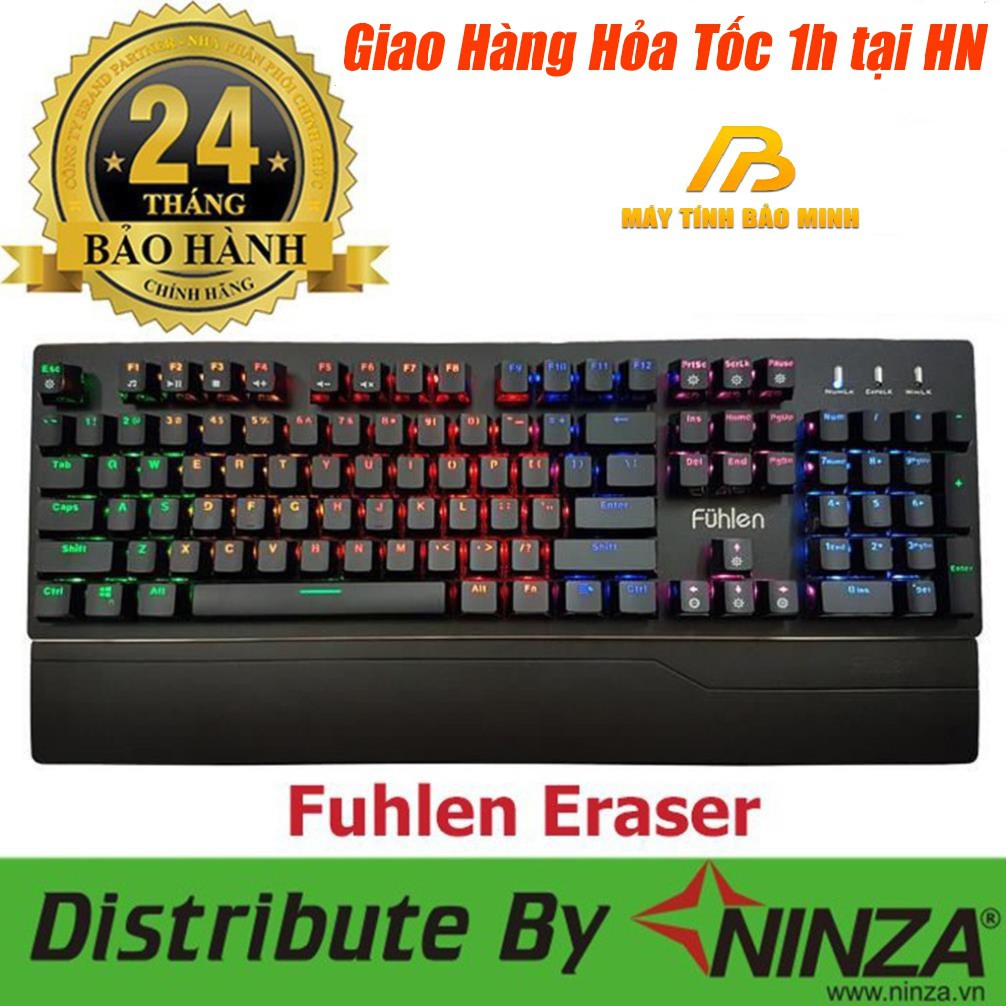 Bàn Phím Cơ Gaming Fuhlen Eraser - Fuhlen E - Led Rainbow - Black Blue switch - Hàng Chính Hãng Ninza Bh 2 Năm