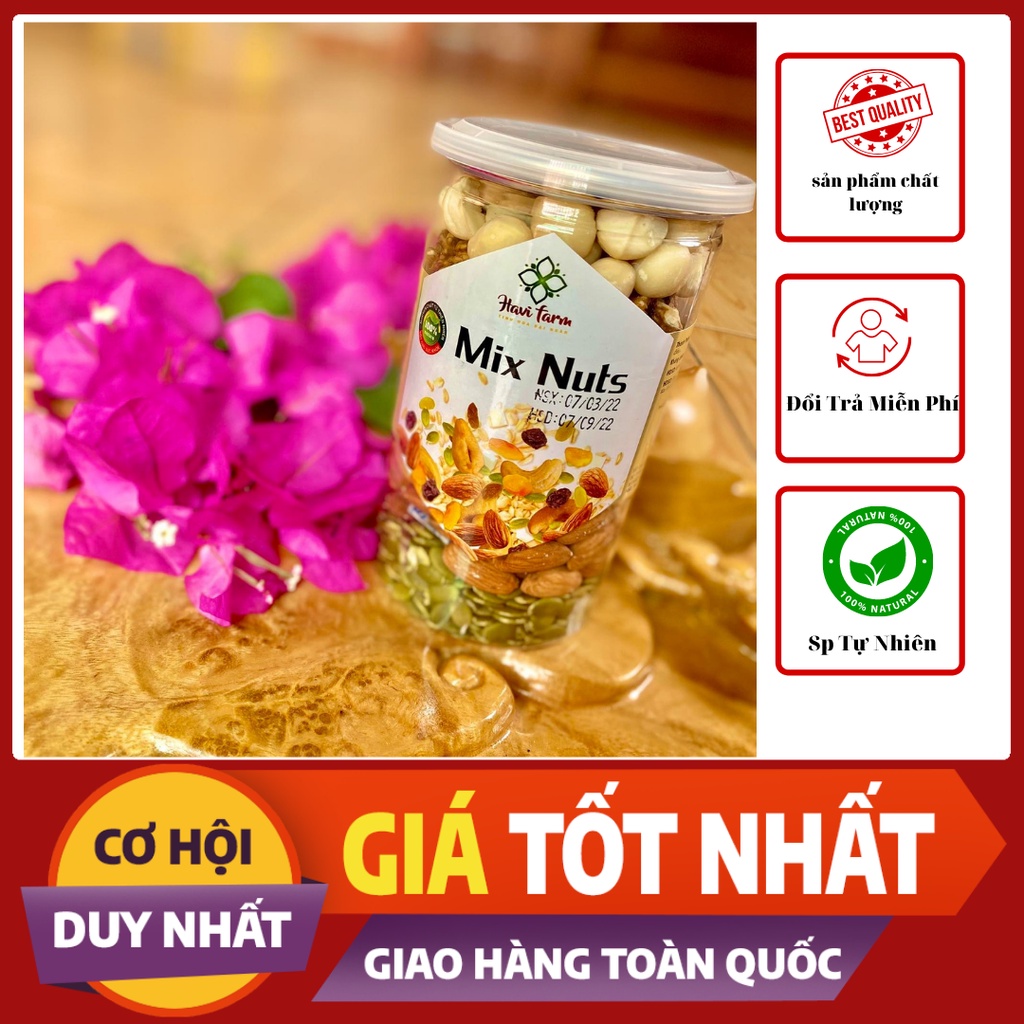 Các Loại Hạt Sấy Khô  5 Loại Hạt: Macca,Óc Chó, Hạnh Nhân,Điều Và Nhân Bí.Hổ trợ giảm cân ăn kiêng Hủ 500gram