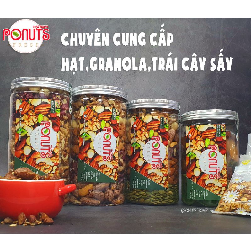 HẠT DINH DƯỠNG PONUTS MIX SẤY GIÒN - ( 500gr - 250gr TẶNG KÈM HỘP)-(4 LOẠI HẠT TỔNG HỢP)