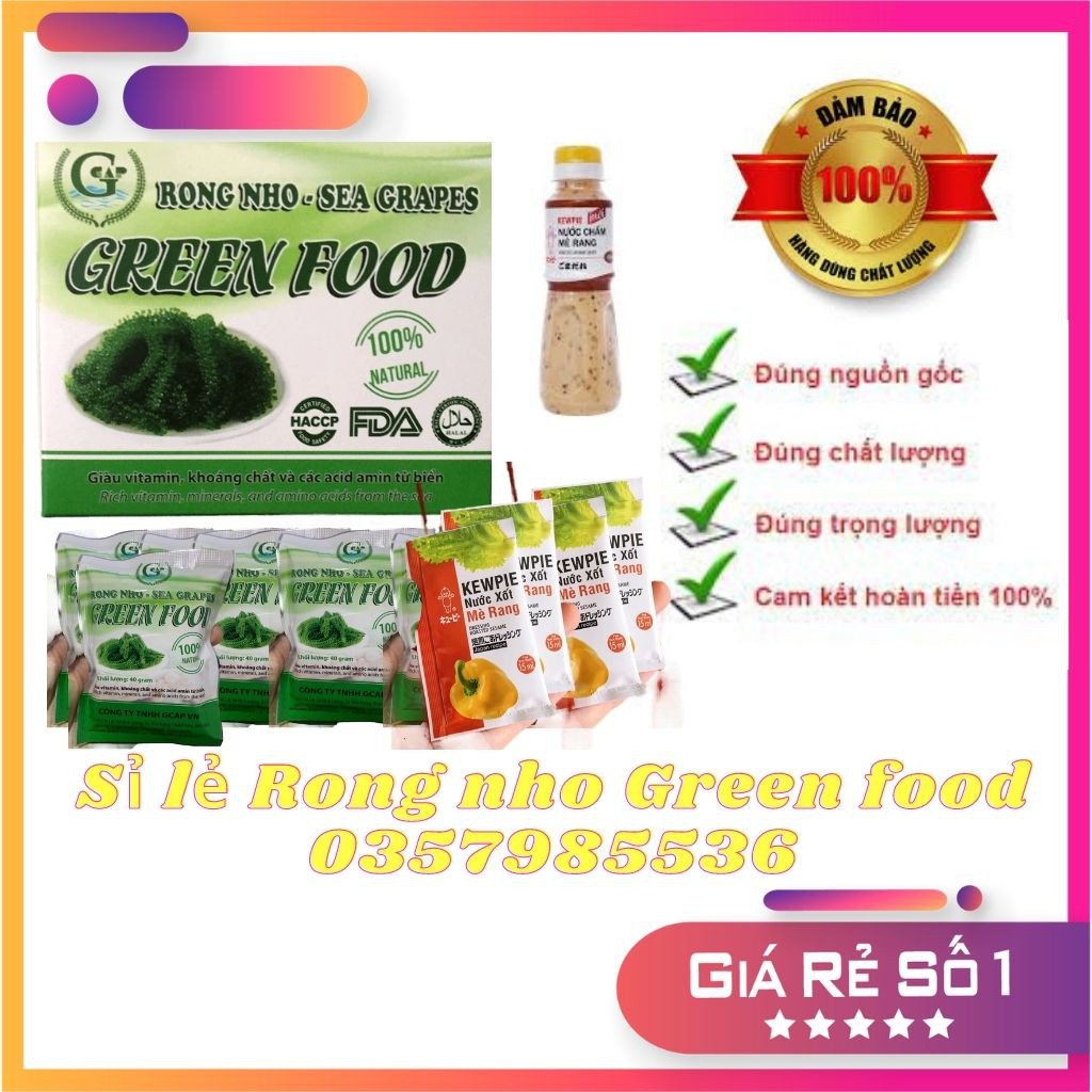 [NGOT10PTT][Rẻ Vô Địch] 1 gói Rong nho Green Food cao cấp nở ra rong nho tươi Organic Hàng công ty check