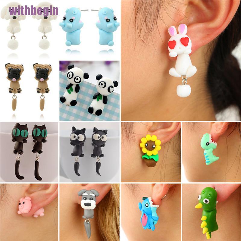 1 Đôi Bông Tai Handmade Bằng Polymer Mềm Hình Thú Dễ Thương