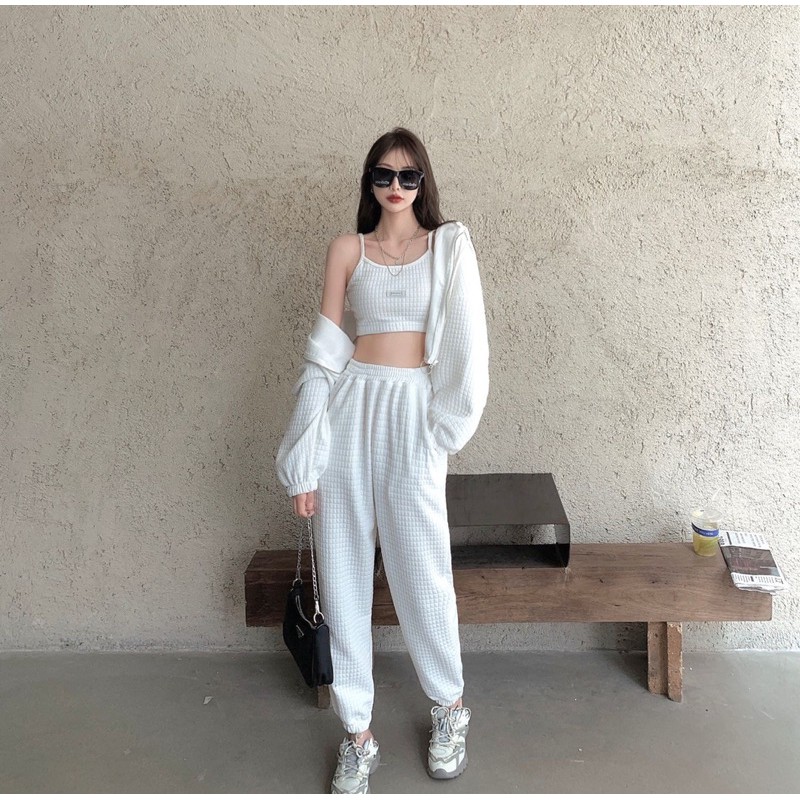 Set 3 món joggings thun da cá dày dặn phong cách thể thao năng động chic style SAM SAM BOUTIQUE