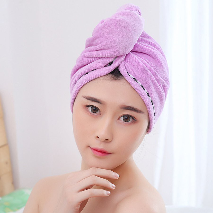 ☎ Hair Drying Cap Microfiber Quick-drying Water Absorbent Triangle Shower Cap Lace Long Hat Hair Drying Cap