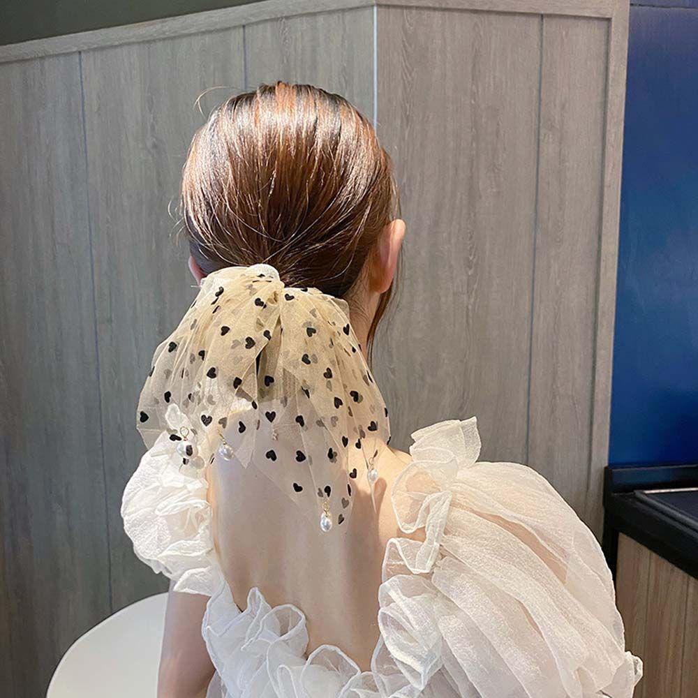 Dây Cột Tóc Ruy Băng Lưới Họa Tiết Chấm Bi Thời Trang Mùa Hè Cho Nữ