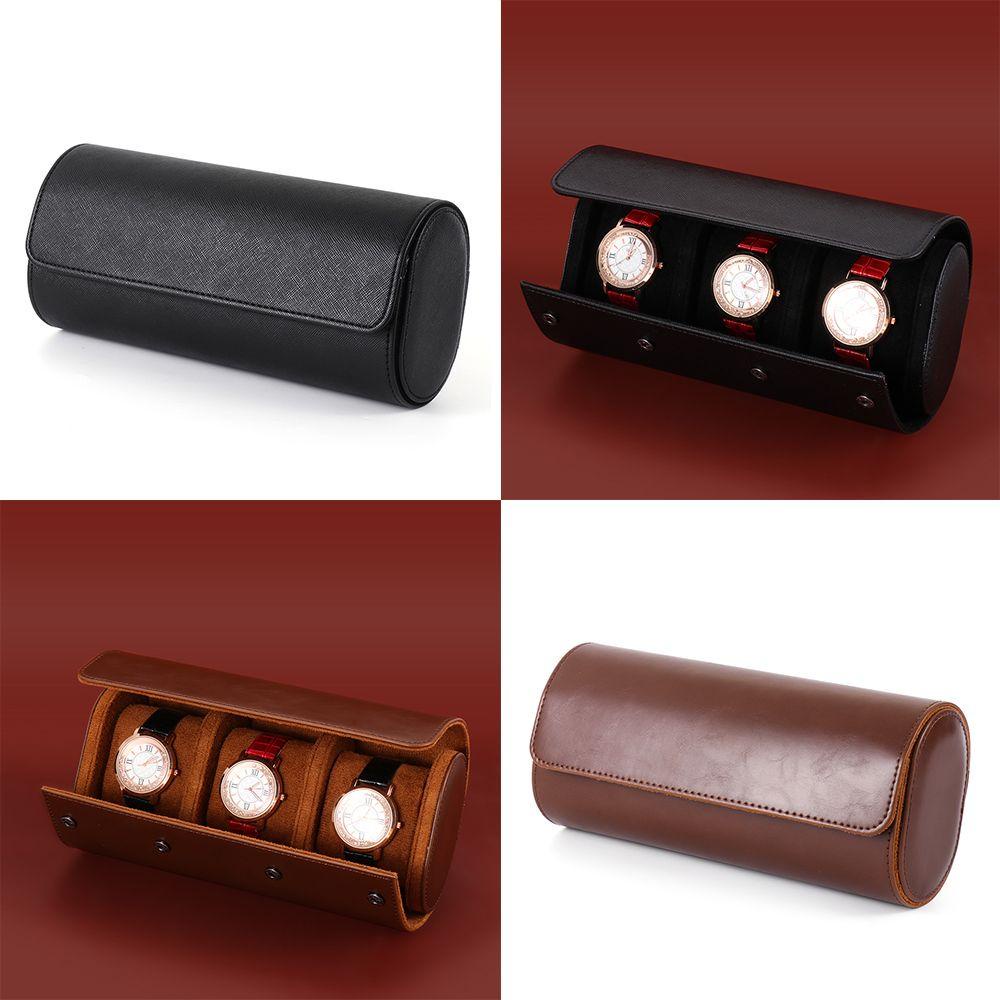 Hộp Đựng Đồng Hồ 3 Ngăn Bằng Da PU Có Gối Cuộn Tháo Rời Được Tiện Lợi Dành Cho