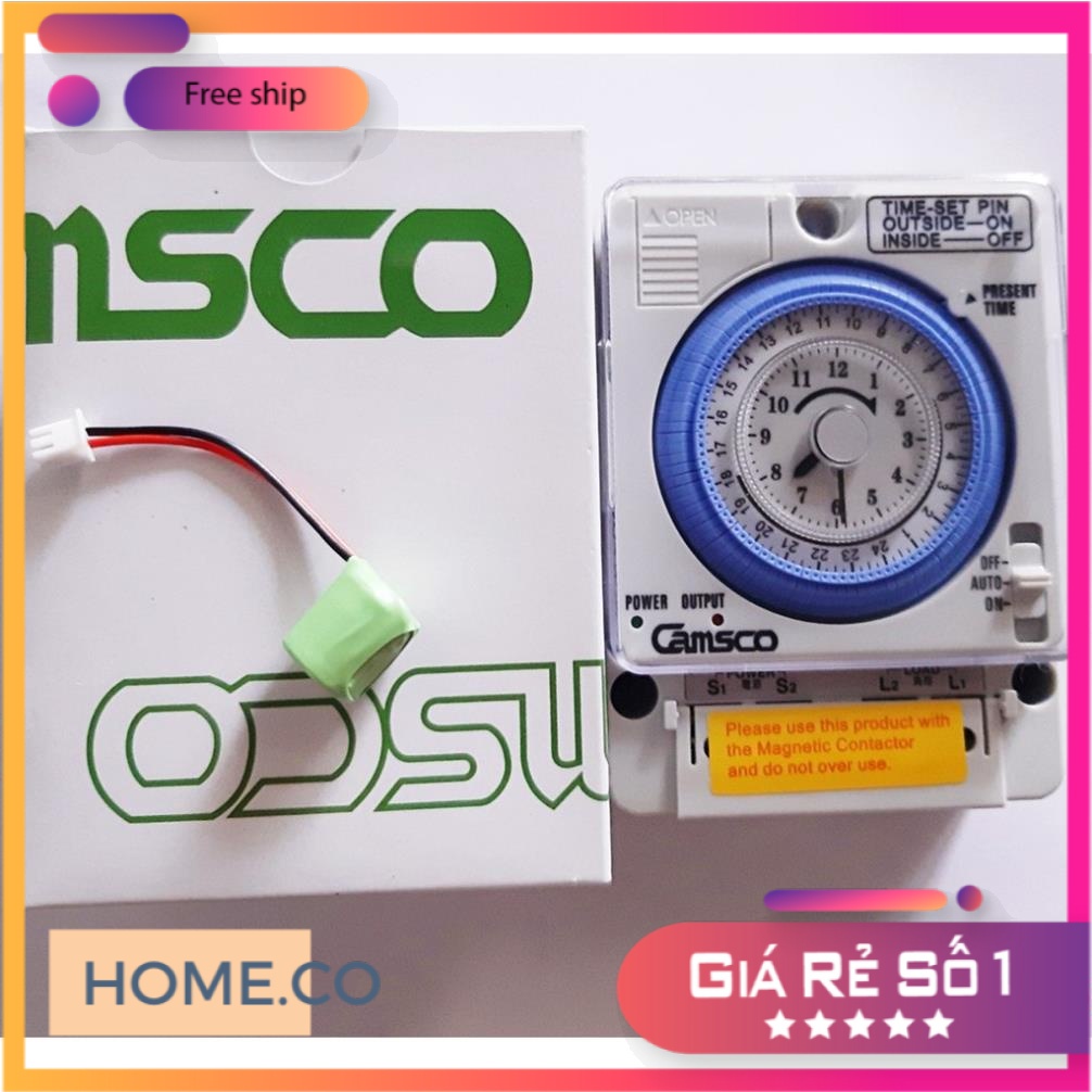 Công tắc hẹn giờ cơ CAMSCO TB35N 15A công suất lớn độ bền cao TẶNG PIN LƯU TRỮ