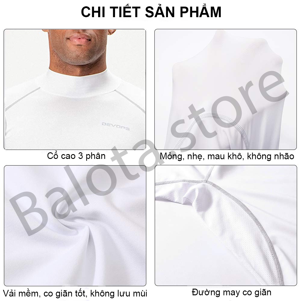 Áo thun dài tay nam Devops cổ 3 phân form ôm body chất co giãn lót giữ nhiệt đá bóng rổ tập gym bơi thể thao chống UV | BigBuy360 - bigbuy360.vn