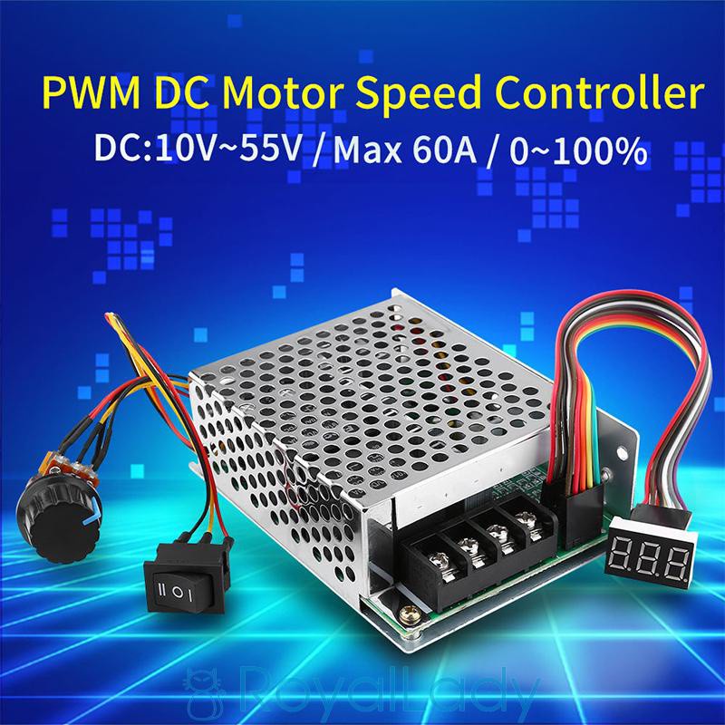 Hot DC10-55V 12V 24V 36V PWM Reversible Switch 60A 15KHz Motor Speed Controller