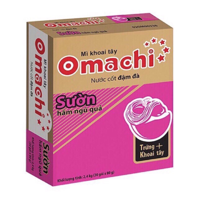 Mì Khoai Tây Omachi Sườn/ Bò Hầm 30 Gói x 80g ( hạn tháng 9 năm 2020)