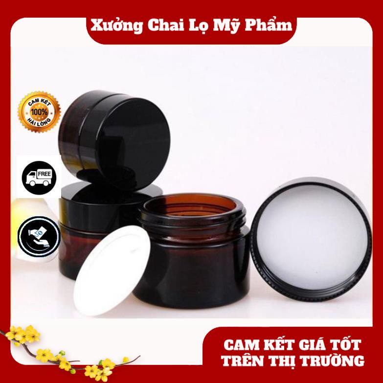 Hủ Chiết Kem Thủy Tinh Nâu 20g , chai lọ chiết mỹ phẩm , phụ kiện du lịch