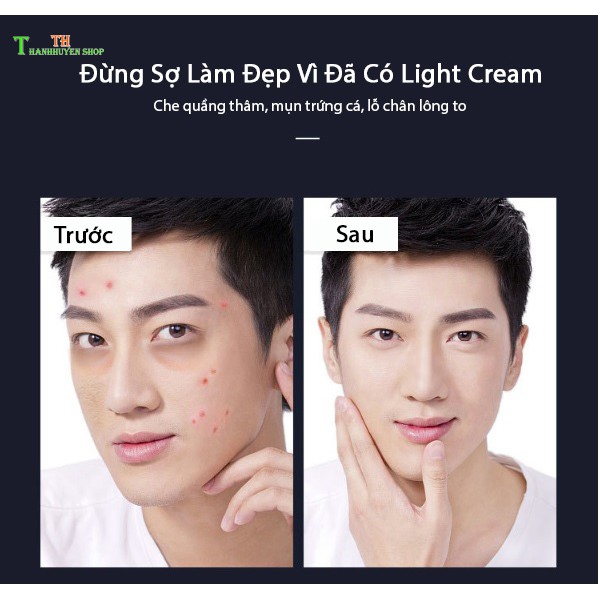 (Xả Kho) LightCream Makeup Nâng Tone Che Khuyết Điểm Kem Trang Điểm 4in1 Dành Cho Nam