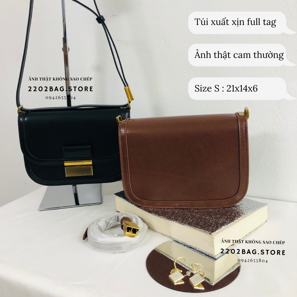 Túi xuất xịn CnK mẫu kinh điển 2 ngăn đơn giản cho nữ đeo chéo da PU trơn cao cấp charles ảnh video tự quay