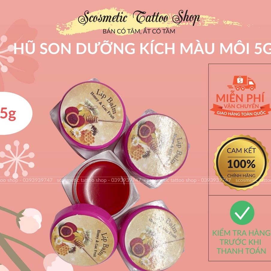 Dưỡng kích màu môi,Son dưỡng đỏ tươi từ gấc triết xuất từ thiên nhiên sau xăm-5g