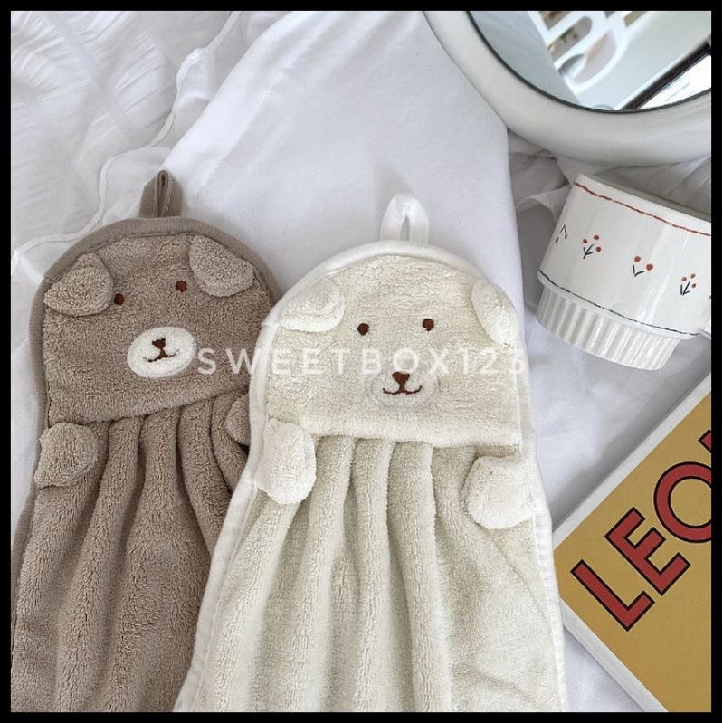 Khăn Lau Tay Nhà Bếp Phòng Tắm Thấm Hút Cao Có Móc Treo Tông Pastel Dễ Thương Hình Cute - Khăn Lau Bát Đĩa Treo Tường