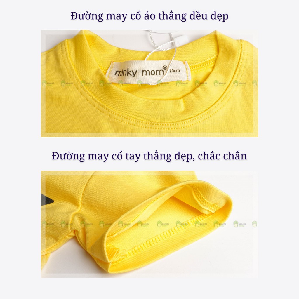 Áo Thun Bé Trai, Bé Gái Minky Mom Vải Cotton 100% Họa Tiết Pikachu Đáng Yêu, Áo Thun Cho Bé Cộc Tay MKMA2108