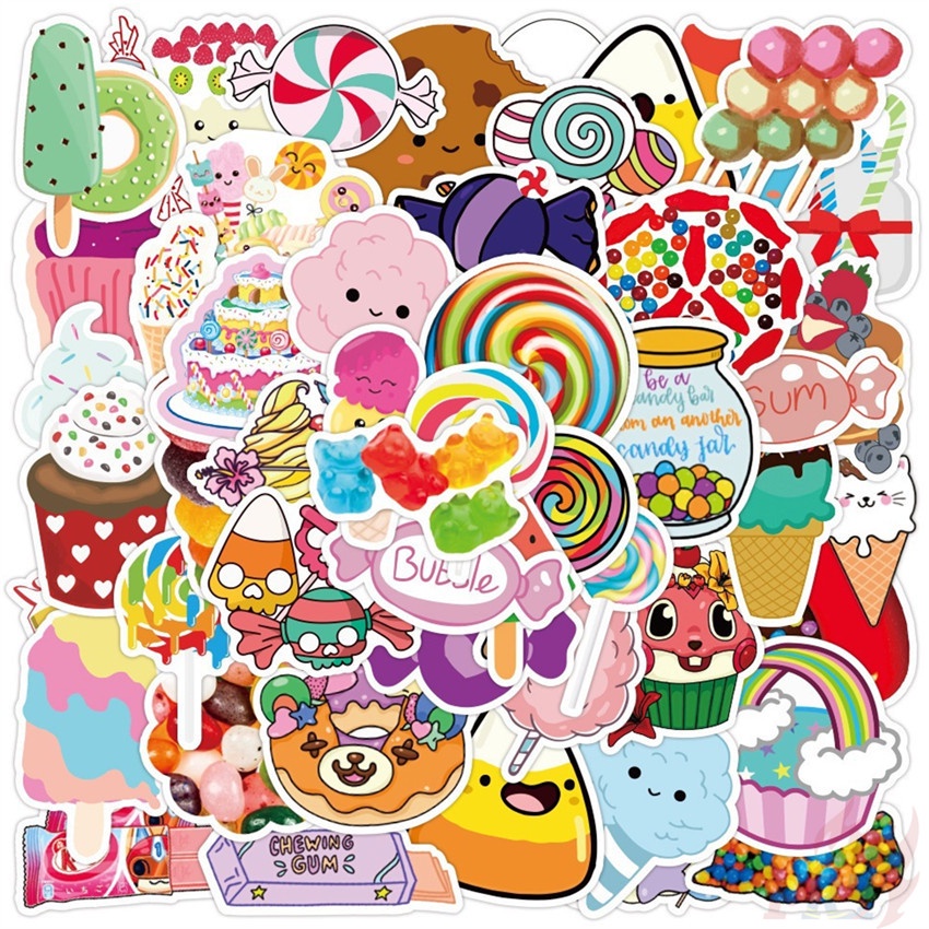 100Pcs/Set ❉ Rainbow Candy Lollipop Cupcake Dessert Series A Stickers ❉ Waterproof DIY Fashion Decals Doodle Stickers