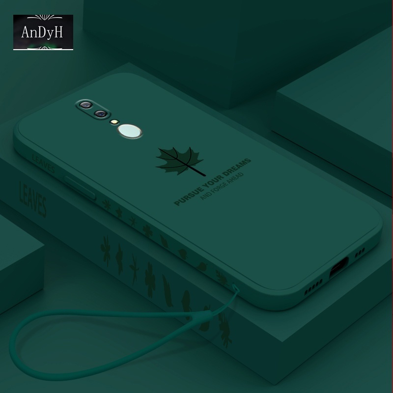 Ốp điện thoại silicon nhám hình lá phong có dây đeo thời trang cho Oppo A7X F9 A9 A9X F11 A72 5g A73 5g A53 5g F15