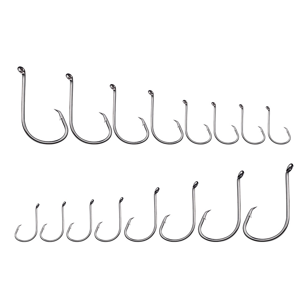 Bộ 50 Lưỡi Câu Cá Bằng Thép Carbon Hiệu Quả Cao 1 / 0#-8/0# Móc Câu Cá Chép Có Lỗ Tiện Dụng