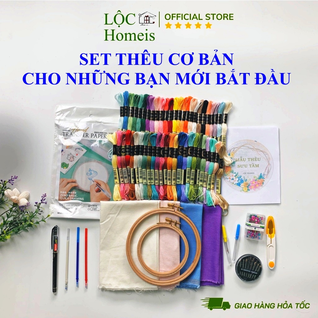 Set Thêu Cơ Bản Cho Những Bạn Mới Tập Thêu Thùa Handmade - LỘC Homeis