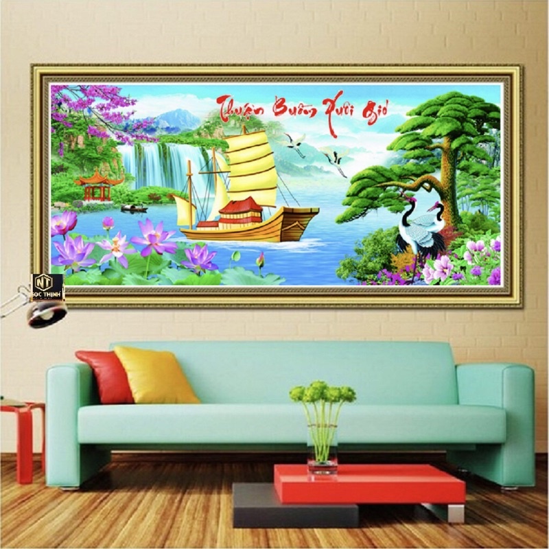 Tranh Đính Đá Thuận Buồm Xuôi Gió Chưa Đính Vs346(150*65)