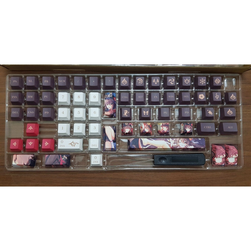 Keycap genshin impact hutao ayaka 136 phím thick PBT in dyesub 5 mặt cherry profile cực đẹp lắp gần hết layout phím cơ