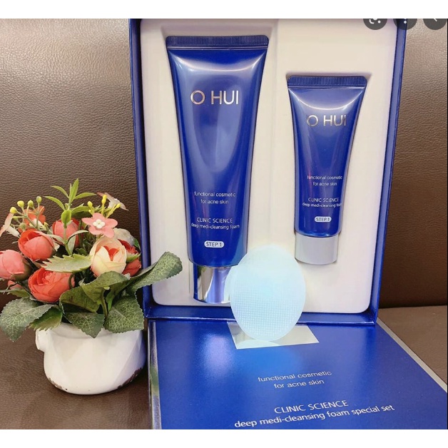 Set Sữa Rửa Mặt Ohui Xanh - Ohui Clinic Science Deep Medi - Cleansing Foam - DÀNH CHO DA DẦU MỤN