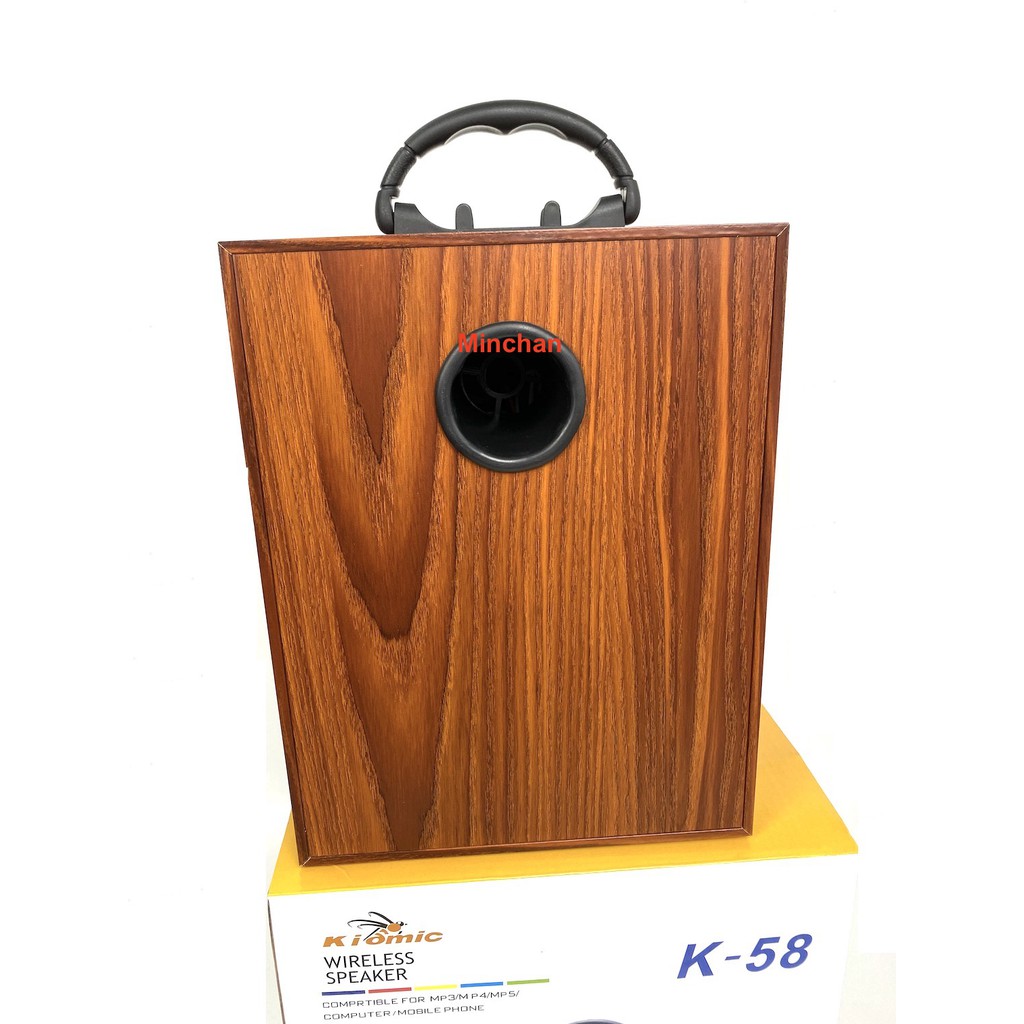 Loa Kéo Di Động Bluetooth Karaoke Thùng Gỗ Kiomic K58 Âm Chuẩn - Tặng Kèm 1 Micro Không Dây Hát Cự - Giao Màu Ngẫu Nhiên
