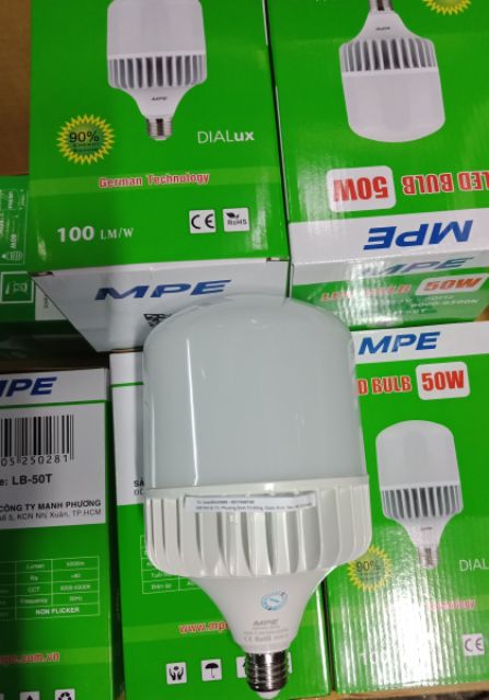 Bóng đèn Led búp trụ 50W MPE - Bóng đèn Led trụ 50W mpe thân nhôm đúc