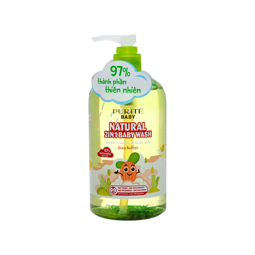 Sữa Tắm Gội Thiên Nhiên Bơ Đậu Mỡ Purite Baby 500ml/chai