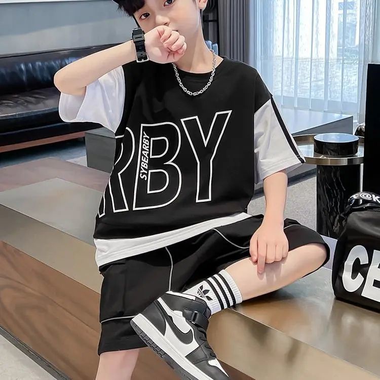 Bộ Đồ Thể Thao Hai Món Áo Tay Ngắn Cỡ Vừa Và Lớn Thời Trang Mùa Hè Hàng Mới Dành Cho Bé Trai 2022