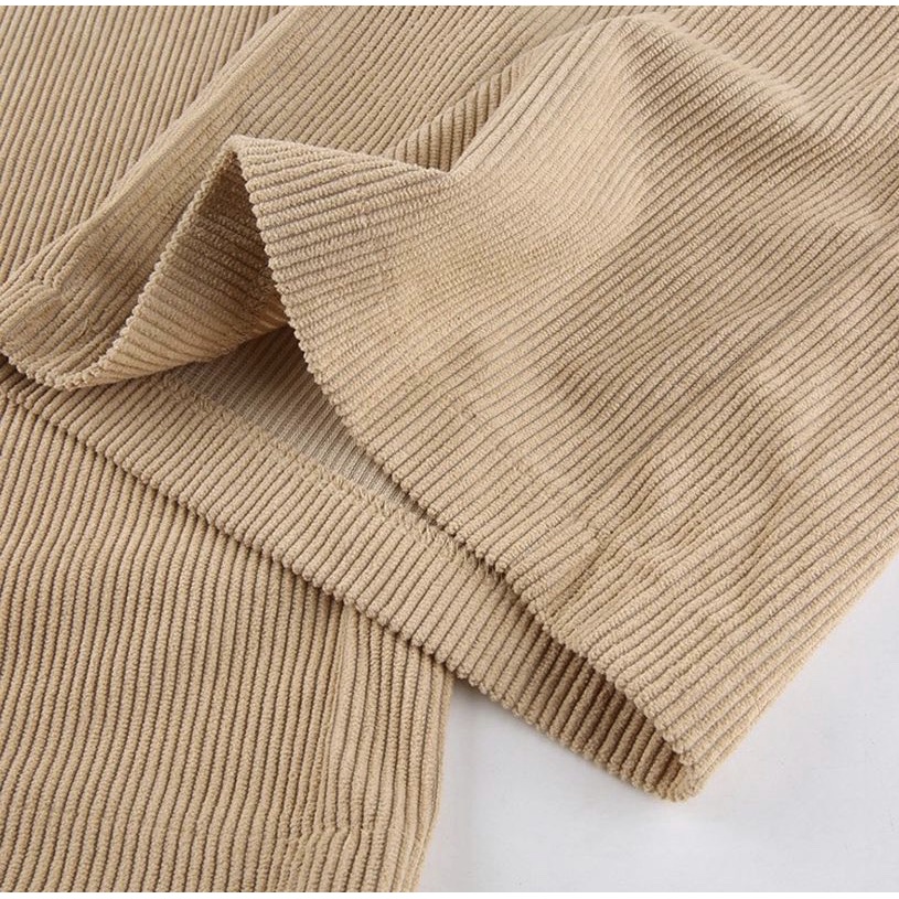 Quần dài ống suông nhung tăm tone nâu Retro