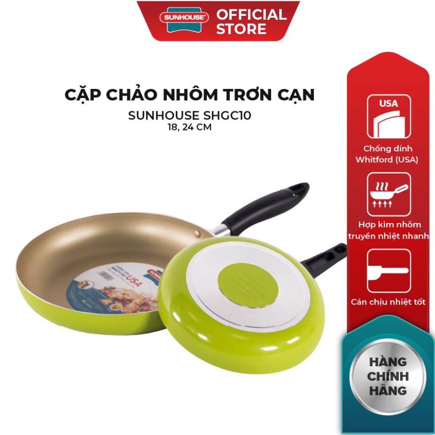 Bộ đôi hoàn hảo - chảo siêu chống dính SUNHOUSE SHS2418 (màu sâm panh)